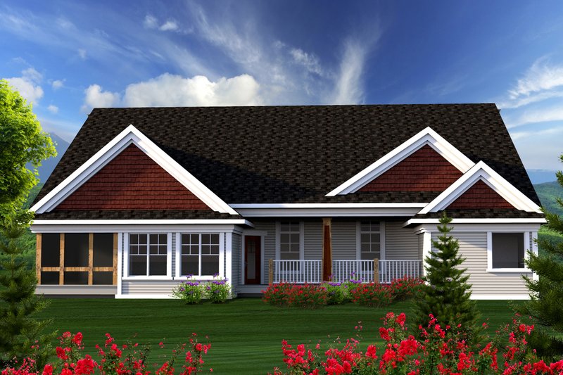 Home Plan - Exterior - Rear Elevation for Ranch House Plan #70-1167 - 3 bed, 2.5 bath