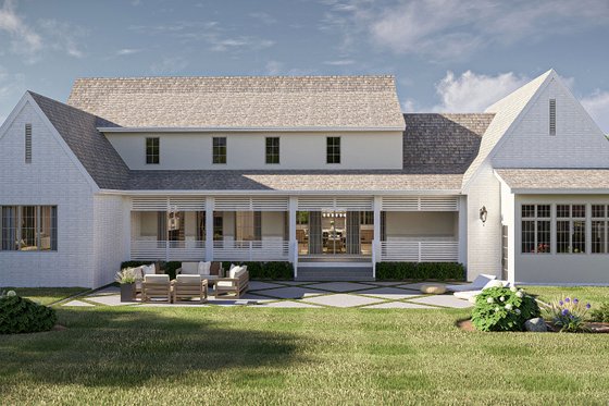 Exterior - Rear Elevation for Cottage House Plan #455-598 - 4 bed, 3.5 bath