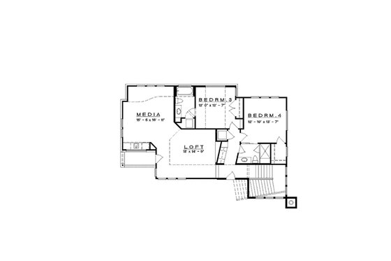 Floor Plan - Upper Floor for Contemporary House Plan #935-5 - 4 bed, 4 bath