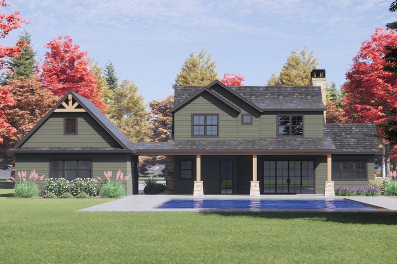 House Blueprint - Exterior - Rear Elevation for Craftsman House Plan #1096-163 - 3 bed, 2.5 bath