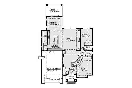 Floor Plan - Main Floor for Contemporary House Plan #1066-17 - 5 bed, 4.5 bath