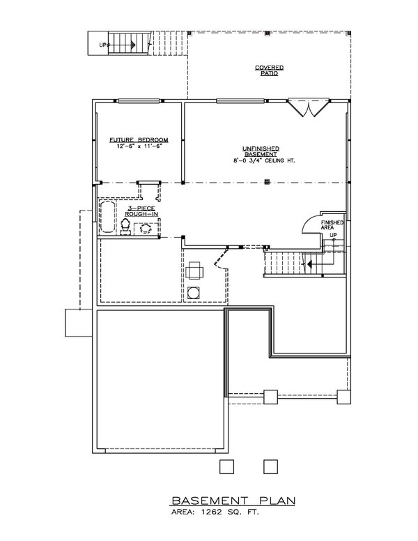 House Design - Floor Plan - Lower Floor for Craftsman House Plan #1100-147 - 2 bed, 2 bath