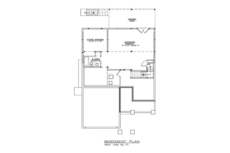 House Design - Floor Plan - Lower Floor for Craftsman House Plan #1100-147 - 2 bed, 2 bath