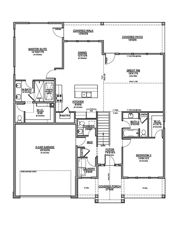 House Design - Ranch Floor Plan - Main Floor Plan #1073-41