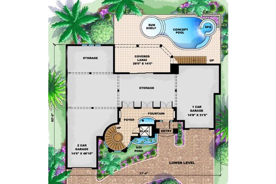 Floor Plan - Lower Floor for Mediterranean House Plan #27-397 - 5 bed, 4.5 bath