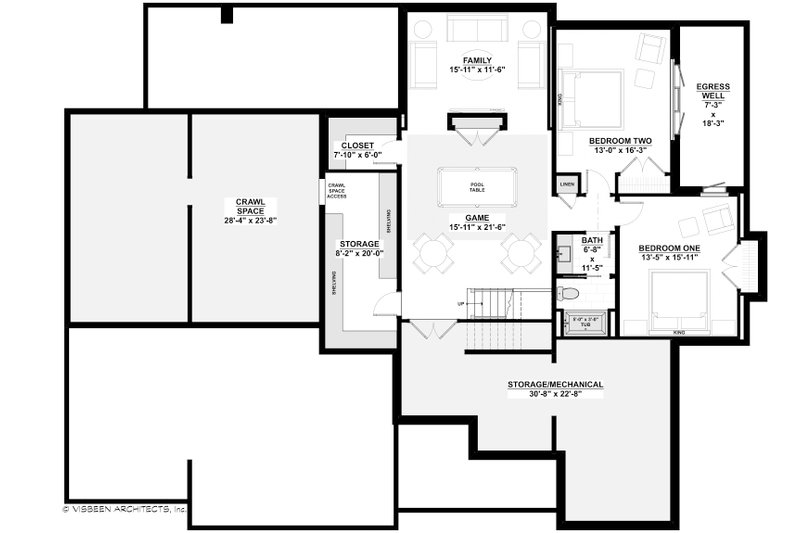 Home Plan - Floor Plan - Lower Floor for Contemporary House Plan #928-381 - 3 bed, 2.5 bath