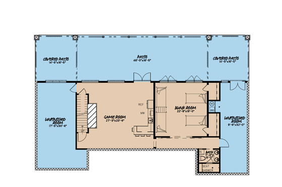 Floor Plan - Lower Floor for Ranch House Plan #923-88 - 3 bed, 3.5 bath