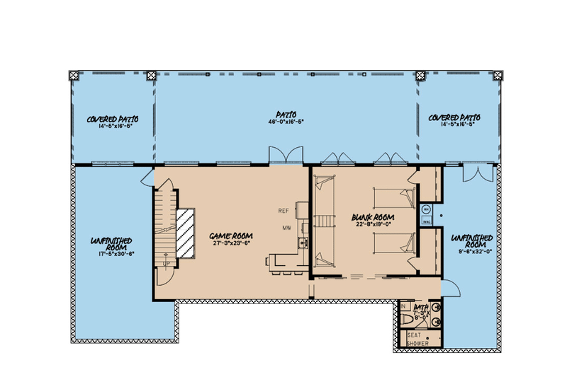 House Design - Floor Plan - Lower Floor for Ranch House Plan #923-88 - 3 bed, 3.5 bath