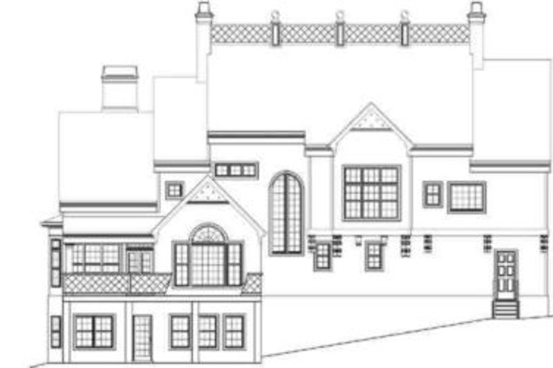Home Plan - Exterior - Rear Elevation for European House Plan #119-136 - 4 bed, 3.5 bath