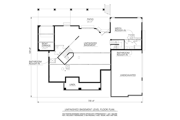Architectural House Design - Floor Plan - Lower Floor for Modern House Plan #1122-17 - 1 bed, 1.5 bath