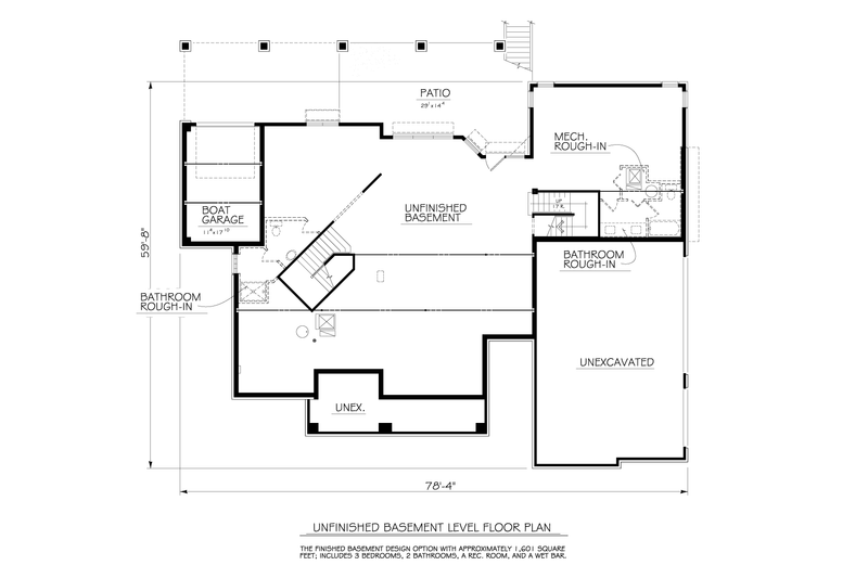 Architectural House Design - Floor Plan - Lower Floor for Modern House Plan #1122-17 - 1 bed, 1.5 bath