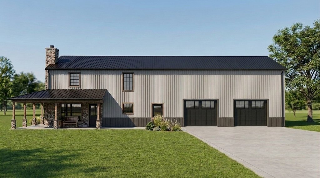 Exterior - Front Elevation 2 for Barndominium House Plan #1064-183 - 4 bed, 2.5 bath