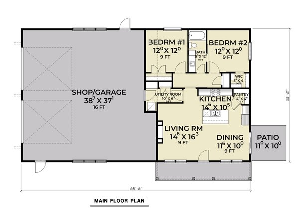 Barndominium Floor Plan - Main Floor Plan #1070-207
