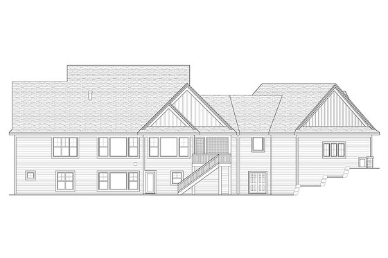 Exterior - Rear Elevation for Craftsman House Plan #51-558 - 4 bed, 3.5 bath