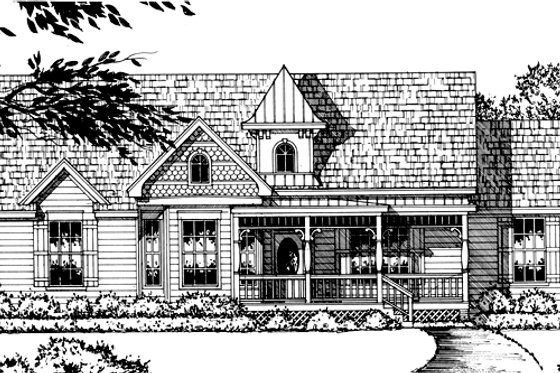 Exterior - Front Elevation for Country House Plan #40-337 - 3 bed, 2 bath