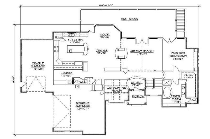 Home Plan - Floor Plan - Main Floor for European House Plan #5-356 - 5 bed, 3.5 bath
