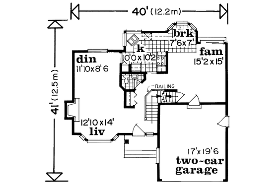 Floor Plan - Main Floor for Traditional House Plan #47-618 - 3 bed, 2.5 bath