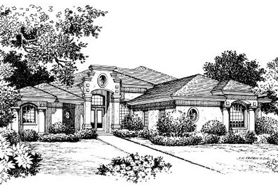 Exterior - Front Elevation for Mediterranean House Plan #417-331 - 4 bed, 4 bath
