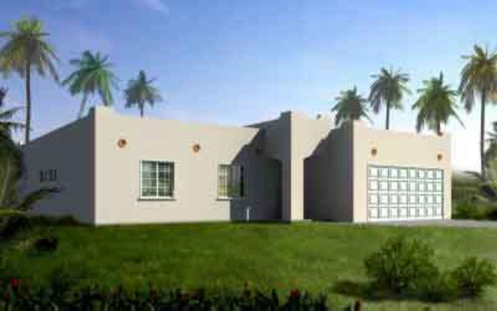 Exterior - Front Elevation 2 for Adobe / Southwestern House Plan #1-1333 - 3 bed, 2 bath