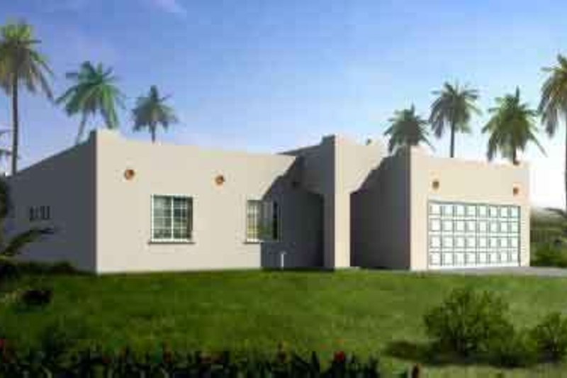 Exterior - Front Elevation 2 for Adobe / Southwestern House Plan #1-1333 - 3 bed, 2 bath