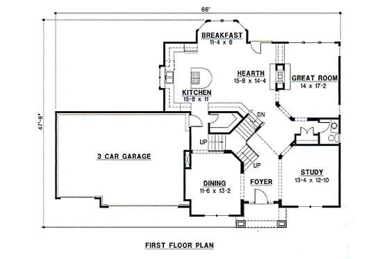 Floor Plan - Main Floor for European House Plan #67-188 - 4 bed, 4 bath