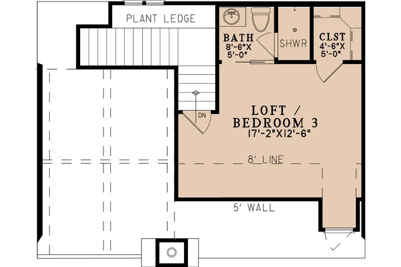 House Blueprint - Floor Plan - Upper Floor for Bungalow House Plan #923-478 - 3 bed, 3.5 bath