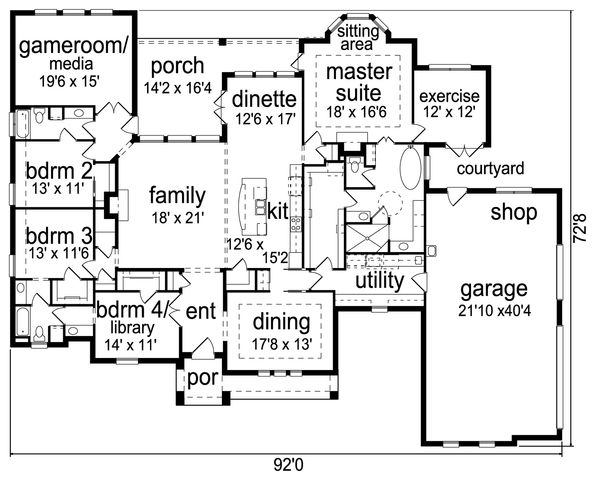 Architectural House Design - European Floor Plan - Main Floor Plan #84-612