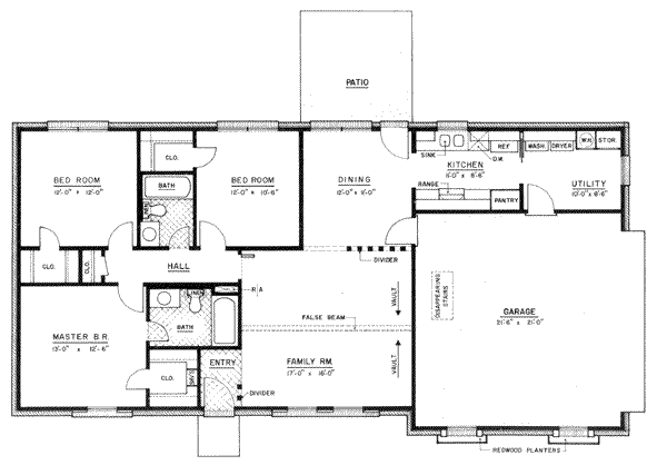 Architectural House Design - Ranch Floor Plan - Main Floor Plan #36-357