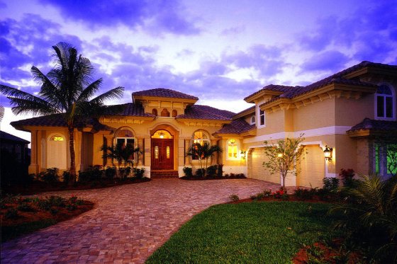 Exterior - Front Elevation 3 for Mediterranean House Plan #27-265 - 3 bed, 3.5 bath