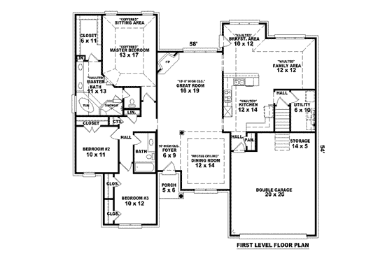 Floor Plan - Main Floor for European House Plan #81-1547 - 3 bed, 2 bath