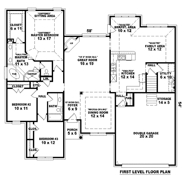 European Style House Plan - 3 Beds 2 Baths 2509 Sq/Ft Plan #81-1547 ...