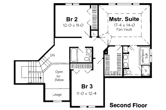Floor Plan - Upper Floor for Traditional House Plan #312-551 - 4 bed, 3 bath