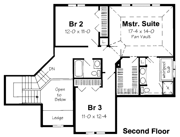Traditional Floor Plan - Upper Floor Plan #312-551