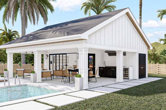 Exterior - Other Elevation for Farmhouse House Plan #455-246, 0.5 bath