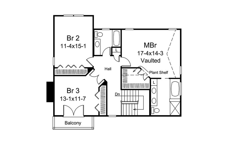Dream House Plan - Floor Plan - Upper Floor for European House Plan #57-694 - 3 bed, 2.5 bath