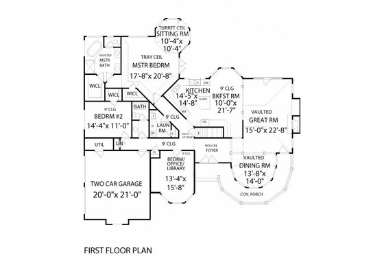Floor Plan - Main Floor for Ranch House Plan #456-27 - 3 bed, 2 bath