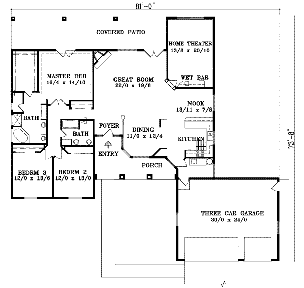 Home Plan - Traditional Floor Plan - Main Floor Plan #1-1468