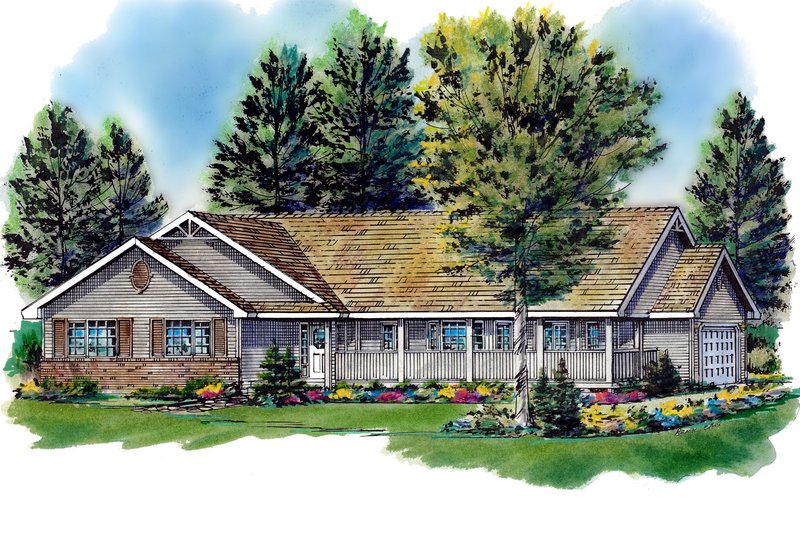 Architectural House Design - Ranch Exterior - Front Elevation Plan #18-198