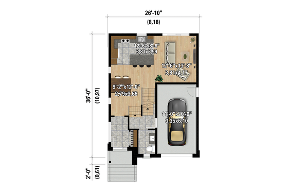 Floor Plan - Main Floor for Contemporary House Plan #25-4873 - 3 bed, 2 bath