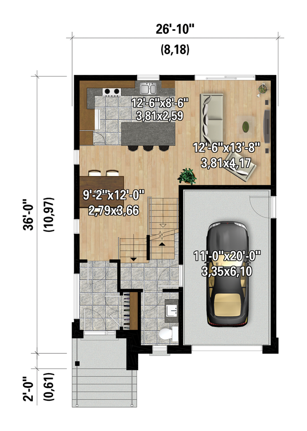 Architectural House Design - Contemporary Floor Plan - Main Floor Plan #25-4873