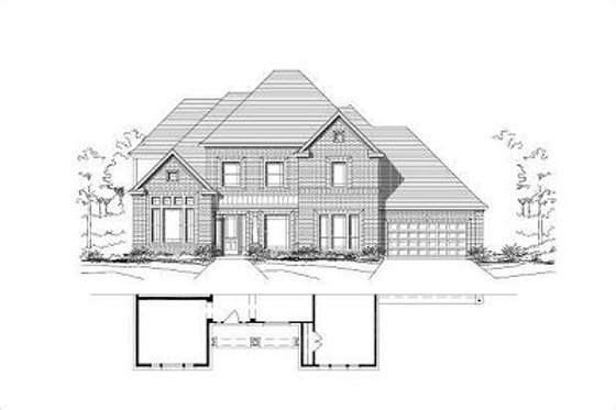 Exterior - Front Elevation for Traditional House Plan #411-445 - 5 bed, 4 bath