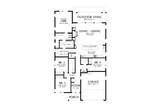 Floor Plan - Main Floor for Contemporary House Plan #48-1046 - 4 bed, 2.5 bath