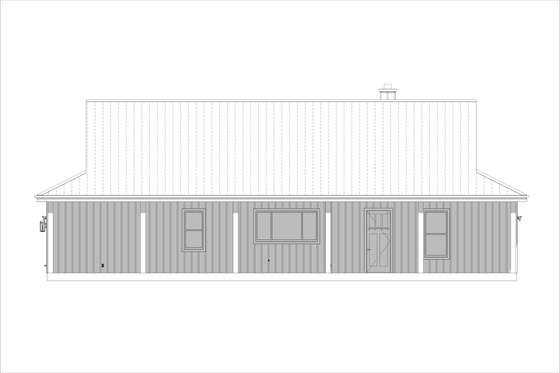 Exterior - Rear Elevation 1 for Farmhouse House Plan #1127-22 - 3 bed, 2 bath