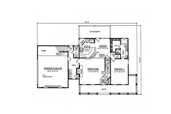 Floor Plan - Main Floor for Country House Plan #42-369 - 3 bed, 2.5 bath