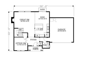 Floor Plan - Main Floor for Craftsman House Plan #53-483 - 3 bed, 2.5 bath