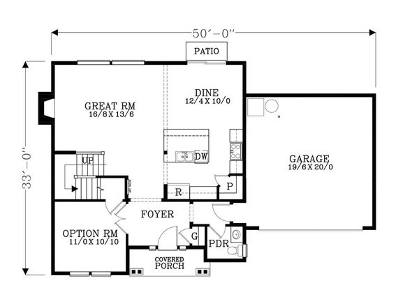 Craftsman Floor Plan - Main Floor Plan #53-483