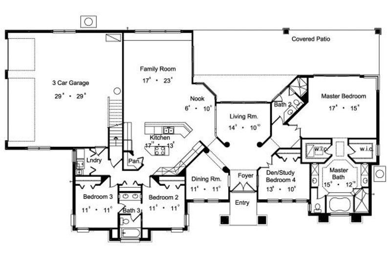 Home Plan - Floor Plan - Main Floor for European House Plan #417-379 - 4 bed, 3 bath