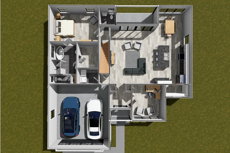 House Blueprint - Floor Plan - Main Floor 1 for Farmhouse House Plan #513-2352 - 3 bed, 2.5 bath