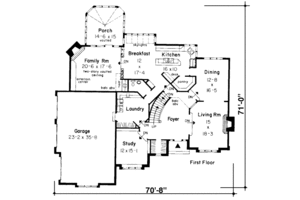 Floor Plan - Main Floor for European House Plan #312-328 - 4 bed, 3.5 bath