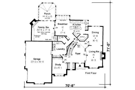 Floor Plan - Main Floor for European House Plan #312-328 - 4 bed, 3.5 bath